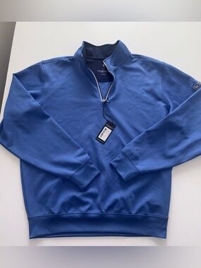NEW NWT Fairway & Greene Tech Performance Golf Quarter-Zip Cobalt Blur size L